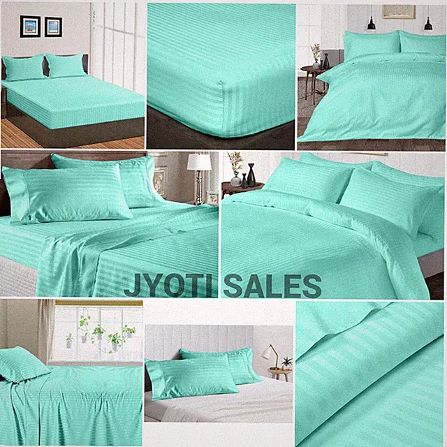 100% Egyptian 1000 Thread Count Aqua Blue Stripes Select Sheets OR Duvet Covers