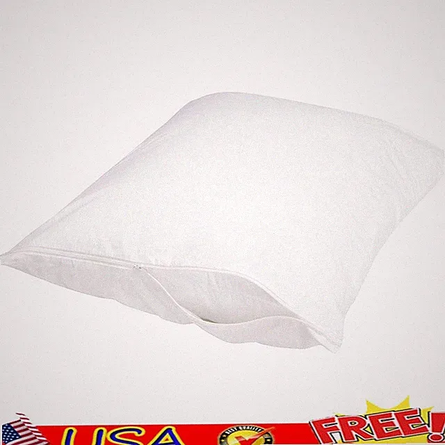 Hypoallergenic Cotton Pillow Cases Zipper Closure Breathable Easy Care New