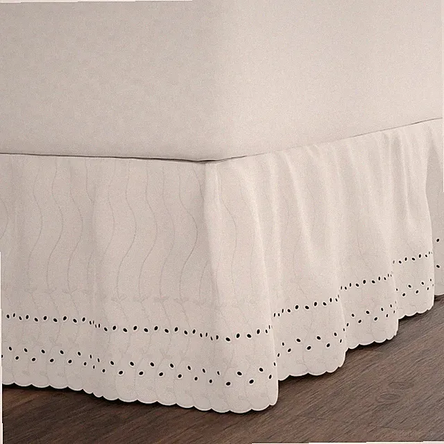 Ideas Ruffled Eyelet Bed Skirt Dust Ruffle with Gathered Styling and Embroidered