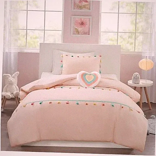 Kids Queen Comforter Set for Girls, Pink, Tessa Adorable Teen Full/Queen Blush